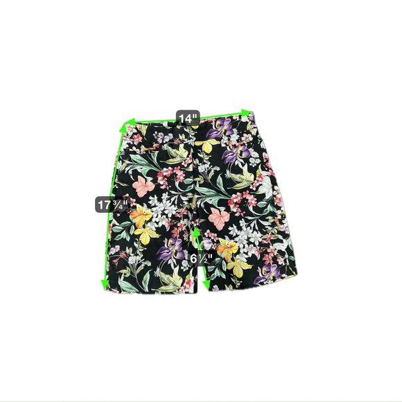 Jessica Riley Black Multicolor Floral Print Casual Shorts Sz PM Summer Vibrant - Picture 7 of 9